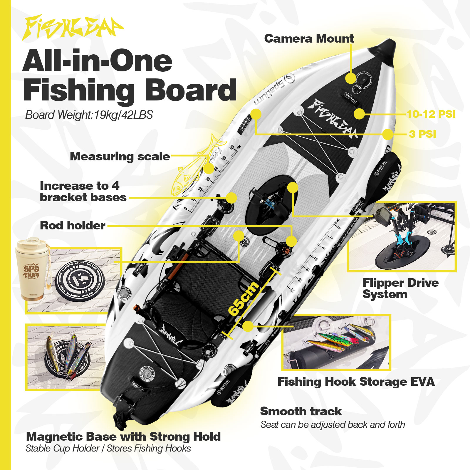 Kayak gonflable Spatium 11,5 p - Fishing Kayak Pedal Drive avis et prix
